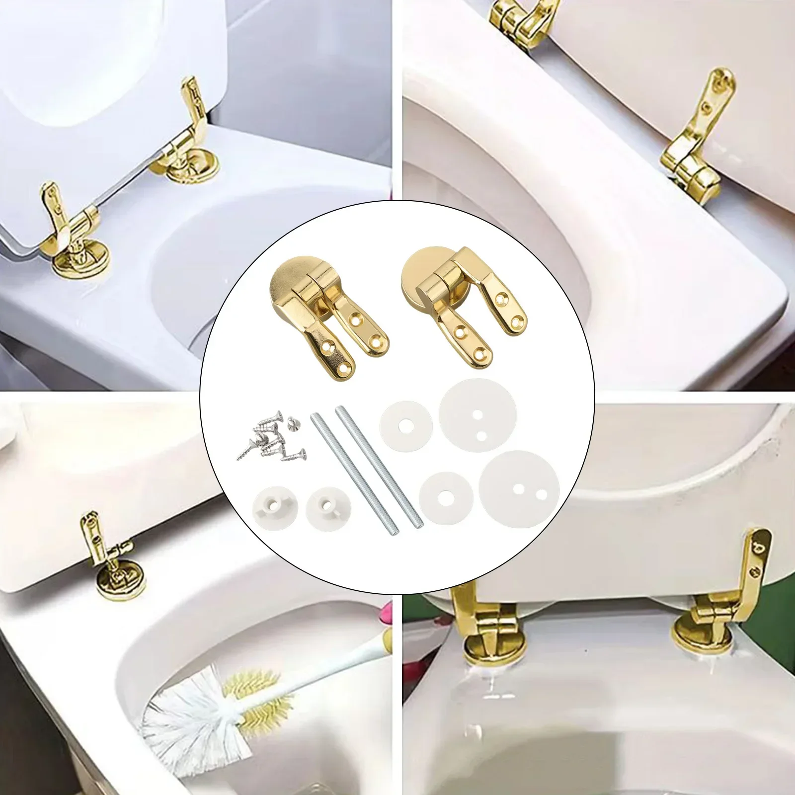 1pc Toilet Seat Hinges Zinc Alloy Gold Household Toilet Cover Mounting Connector Replacement Accessory Kit