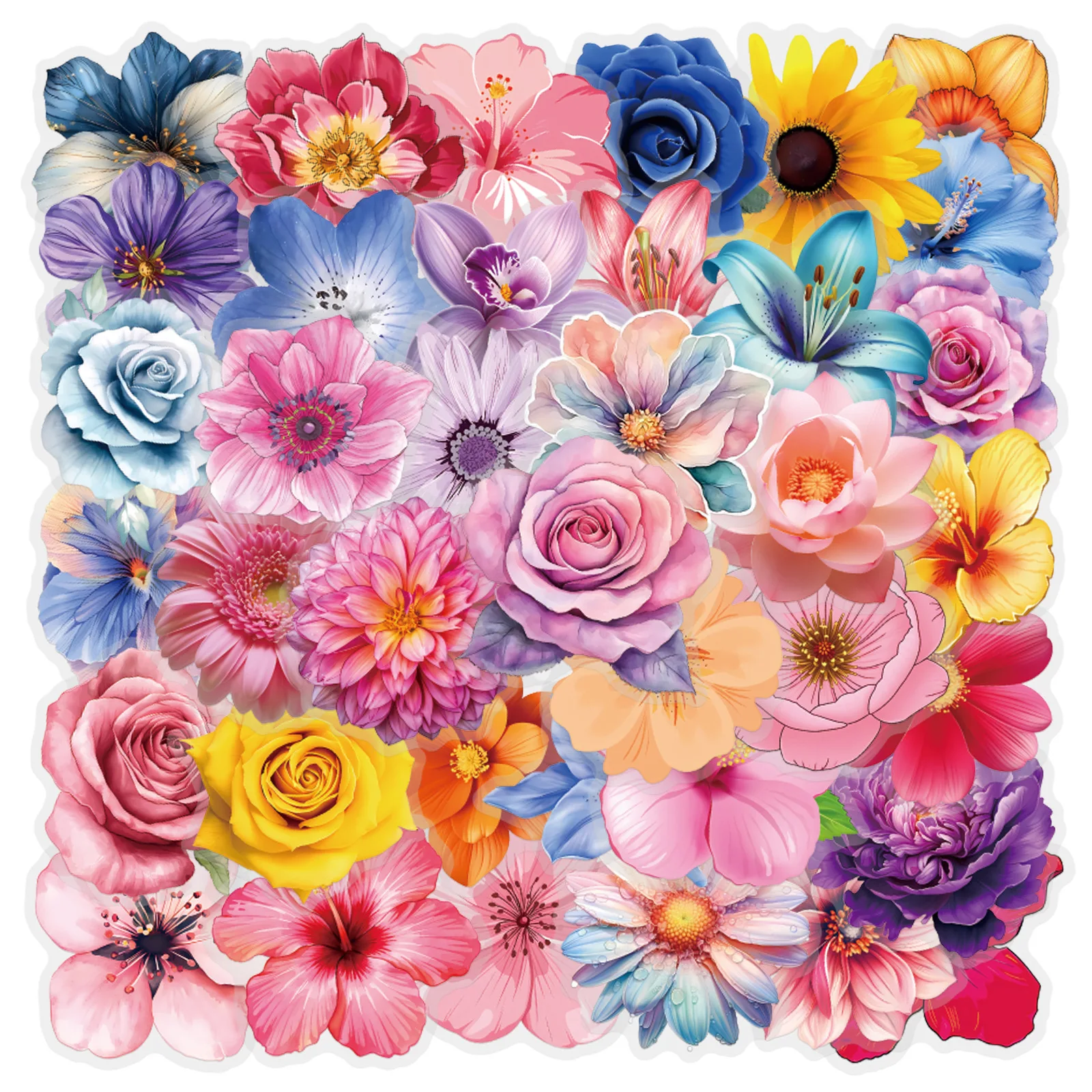 60PCS 꽃 스티커 낙서 스티커 DIY 일기 전화 케이스 수제 스크랩북 미적 스티커