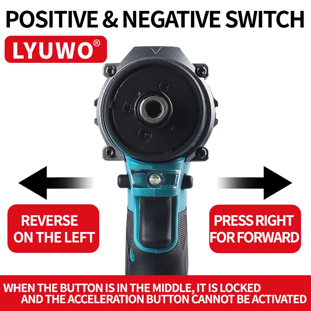 LYUWO 1/4 Inch Brushless Electric Screwdriver 20+1 High Torque Variable Speed Cordless Drill Power Tool For Makita 18V Battery 5