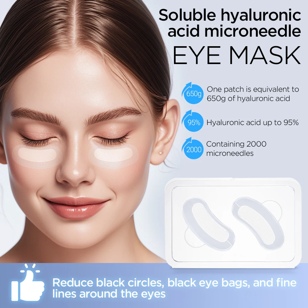 Korean Skin Care Hyaluronic Acid Microneedles Eye Patches 10-100PCS for Anti Wrinkle Dark Circle Moisturizing Under Eye Gel Pad 3