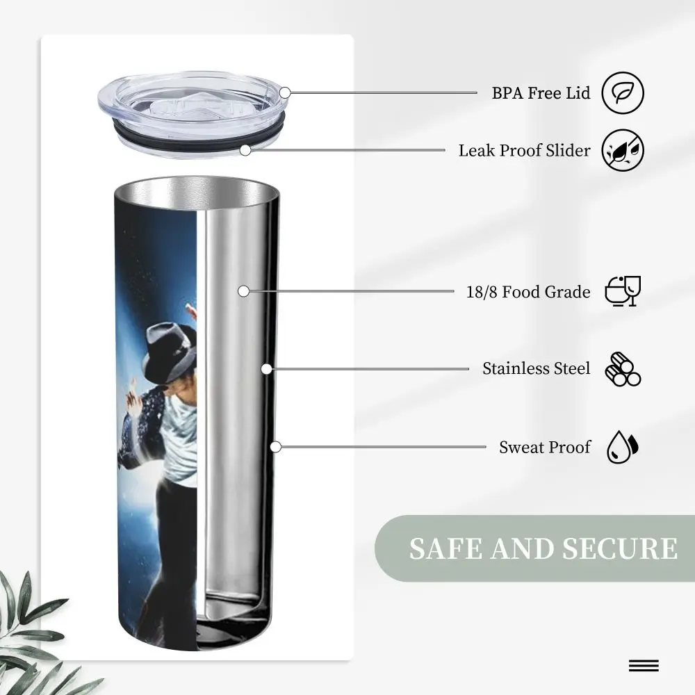 Michael Jackson Musicians Singers Dancers Stainless Steel Tumbler Vacuum Insulated Mug Thermal Cold Cup Straw With Lid 20oz