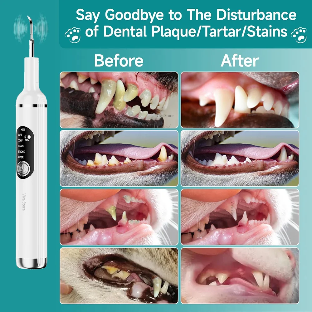 Dog Tooth Calculus Device Ultrasonic Toothbrush Electric Pet Tooth Scaler Cleaning Tool Plaque Dog Cat Dental Care Kit