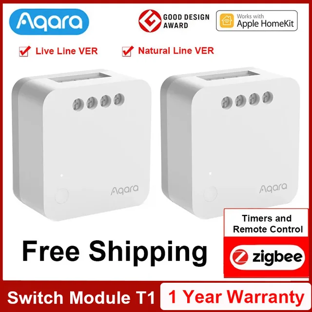 Aqara T1 Single Way Switch Module Wireless Relay Controller Zigbee 3.0 With  or No Neutral Smart home Timers Power Monitoring 