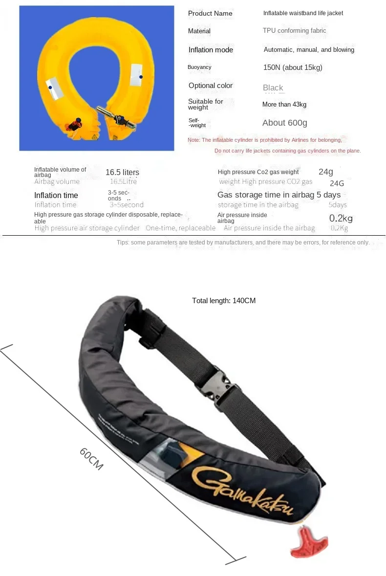 Description Picture 6 of itemNew Brand Men Inflatable Life Jacket Fishing Vest Buoyancy Suit Automatic Inflatable Waist Belt Without Gas Cylinder