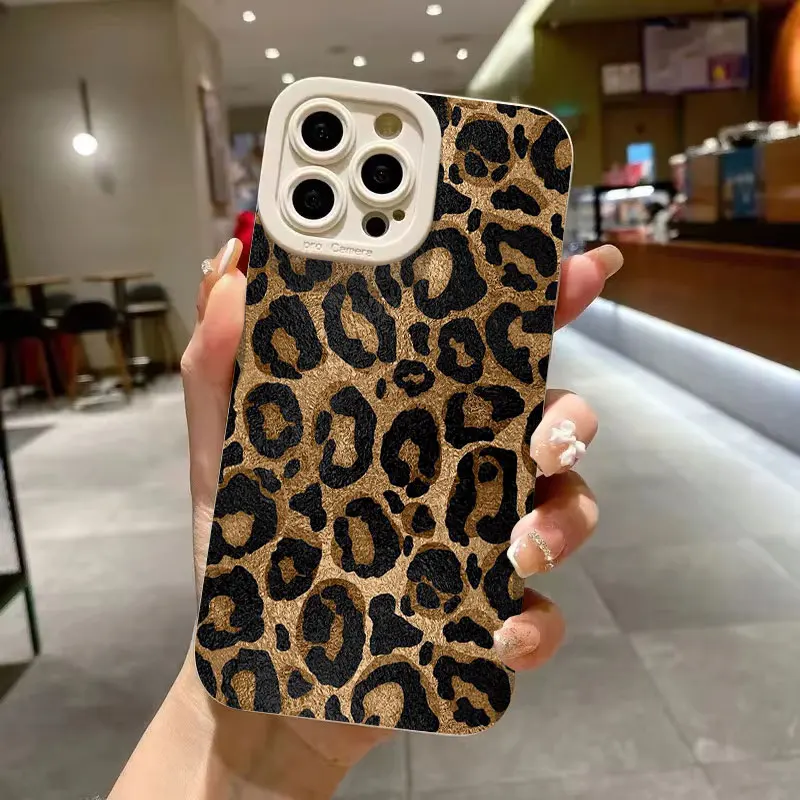 Chic Brown Black Leopard Print Shockproof Phone Case Cover