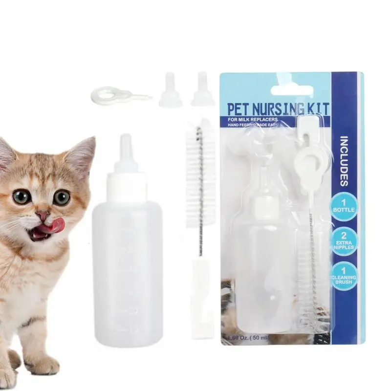 

Бутылочки для котят 50 мл бутылочки для новорожденных щенков бутылочка для молока для котят маленькая соска дизайн умеренной емкости для новорожденных щенков домашних питомцев