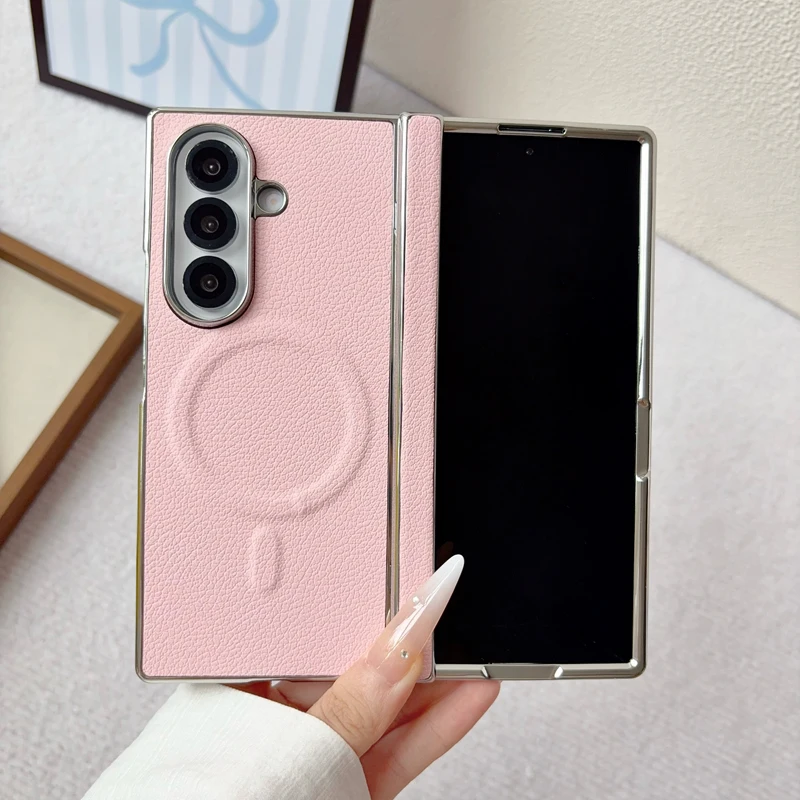 Luxury Magnetic Electroplated Ultra-Thin Non-Slip PU Leather Phone Case