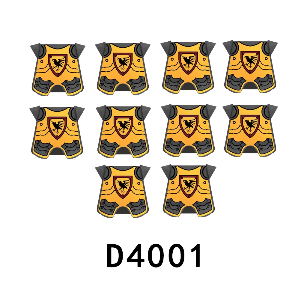Mittelalterliche Burg Militär-Ritter Bausteine Soldatenfigur Rüstung Helm Schulterpanzer Schild Krone Bogen Kampfaxt Würfel-Spielzeug – Detail 5