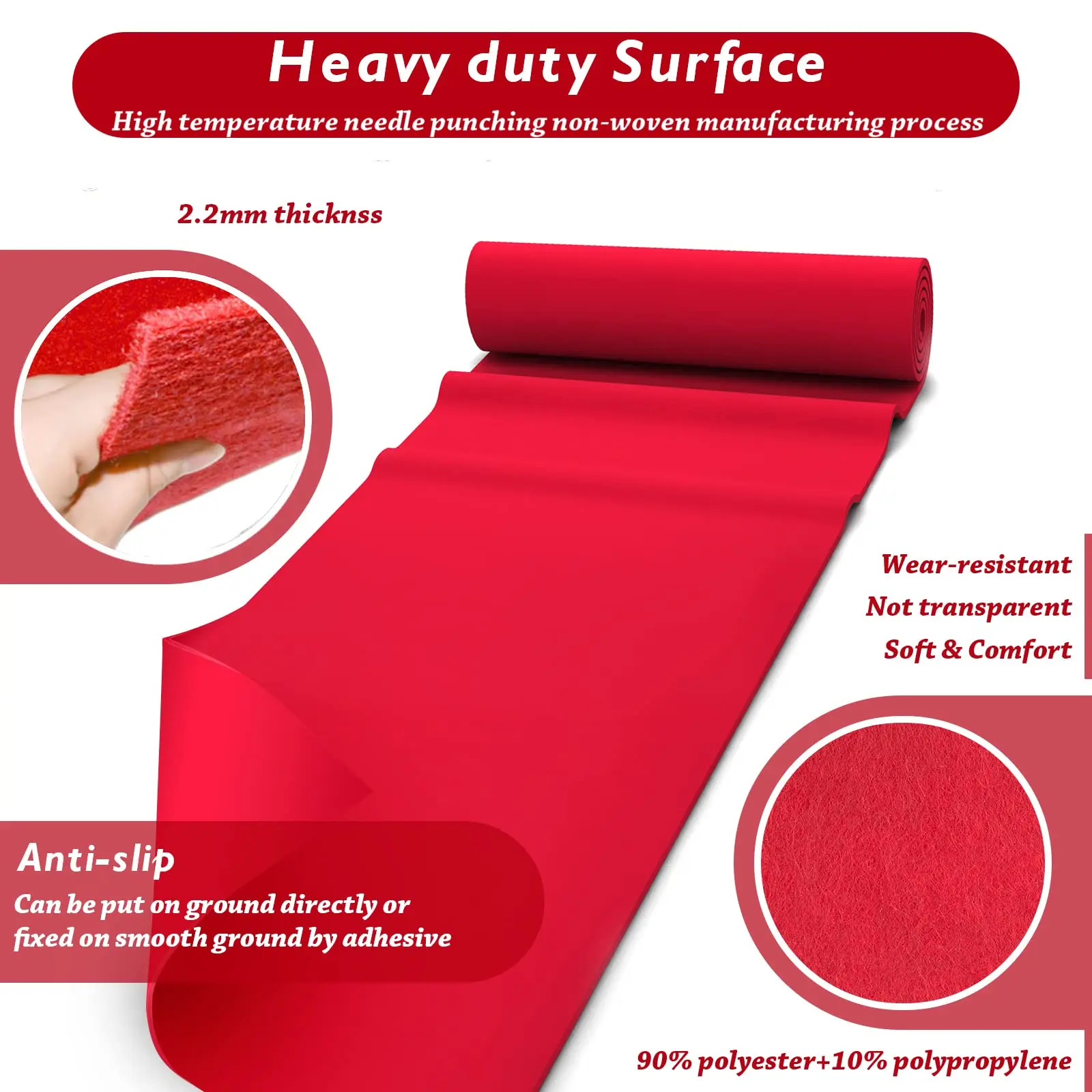 New Party Event Ceremony Wedding Carpet Aisle Runner Non-slip Non-woven Fabric White Wedding Carpet Aisle