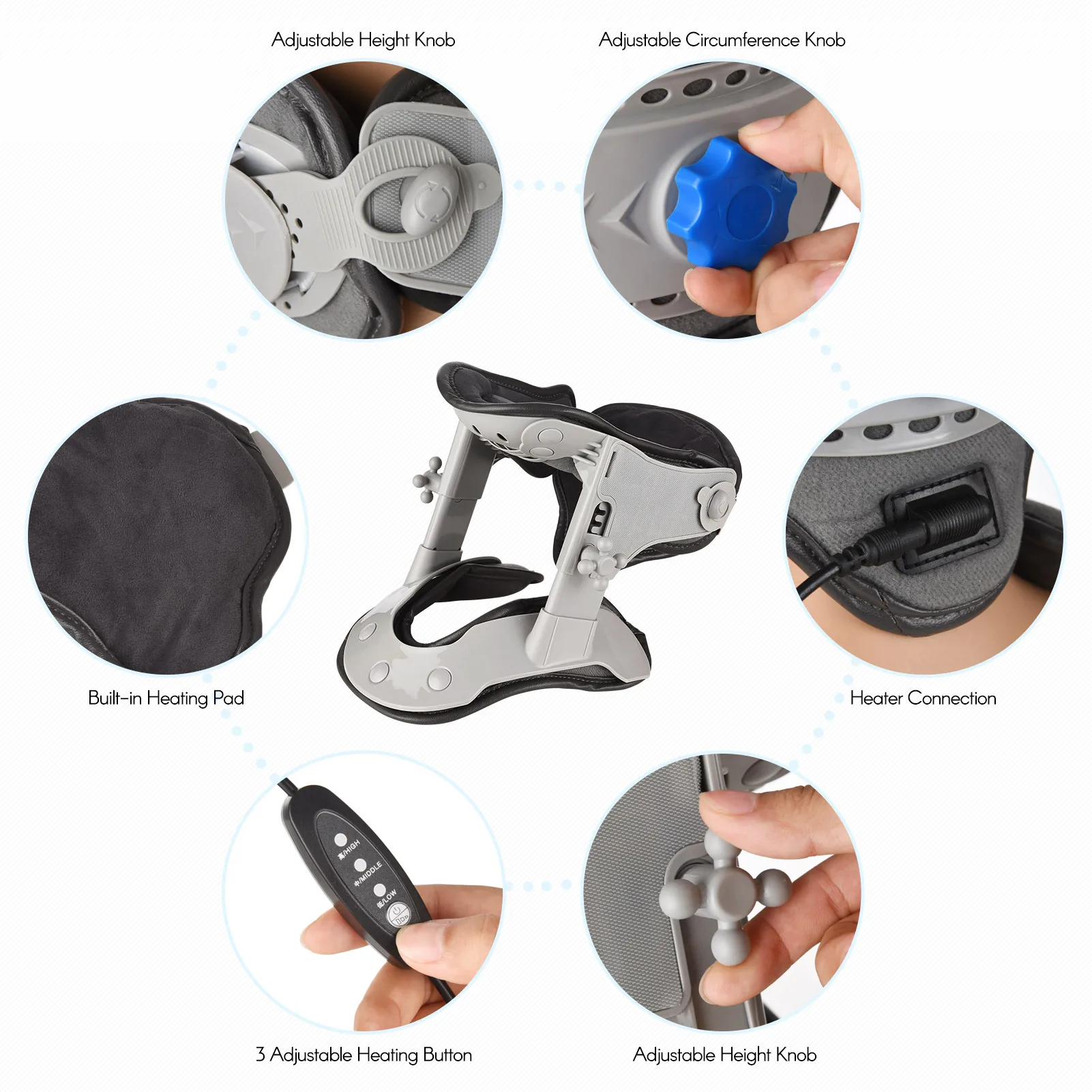 Cervical Neck Traction Device Adjustable Neck Stretcher Collar Improved Spine Alignment Neck Pain Relief and Support Beauty Tool