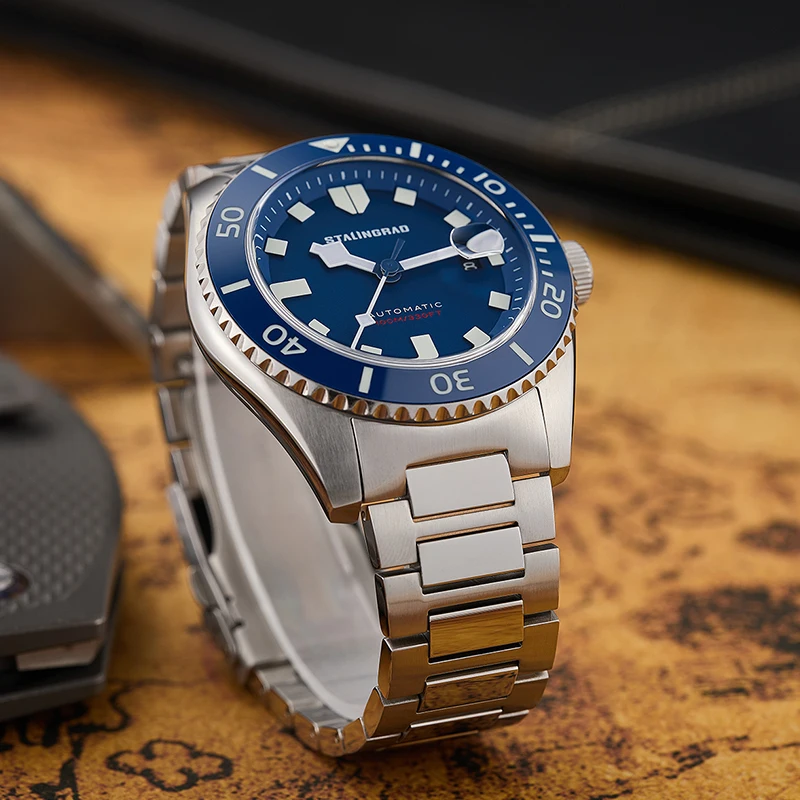 Stalingrad 44mm Men's Mechanical Watches Miyota8215 Automatic Ceramic Bezel Sapphire Crystal Waterproof 100m Watches For Man 4