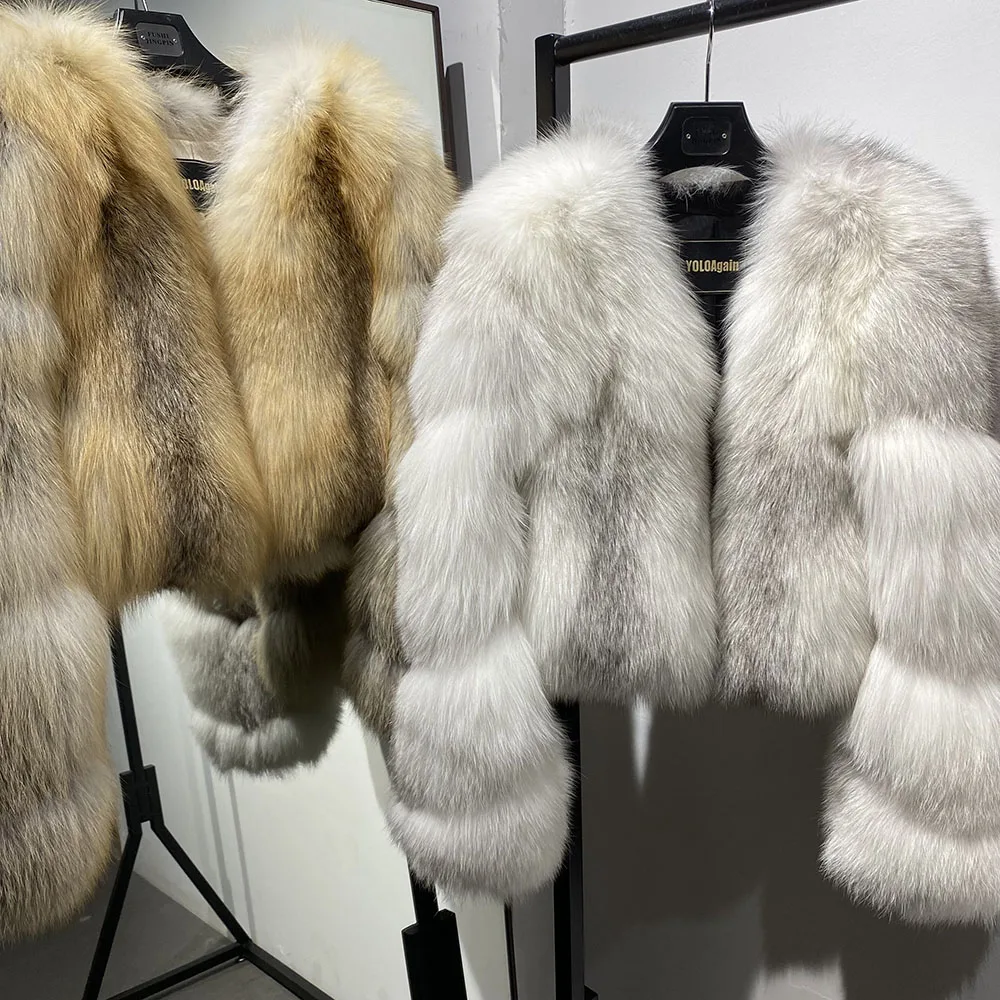 YOLOAgain Women's Natural Fox Fur Jacket 2025 Winter Warm