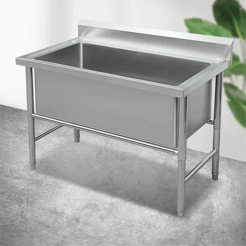 Commercial Stainless Steel Single Kitchen Sinks Washing Sink Thicken Deepen Large For Restaurant Floor