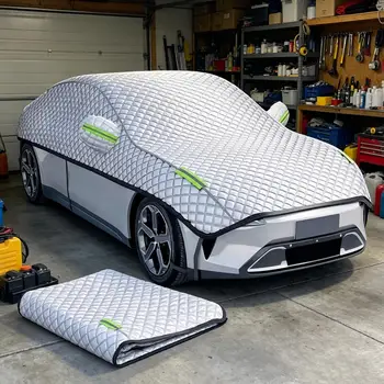 Copertura parziale per auto, protezione superiore dal sole, neve e pioggia, copertura per auto per protezione da sole, raggi UV, pioggia, per veicoli berlina, copertura esterna per tetto auto contro ghiaccio e grandine.