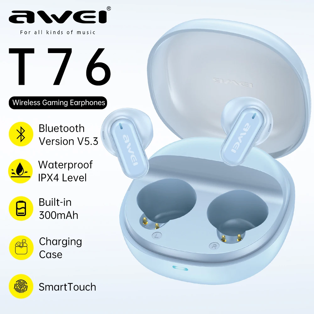 Awei TWS Earbuds T76 Wireless Bluetooth earphones With Mic 300mAh
