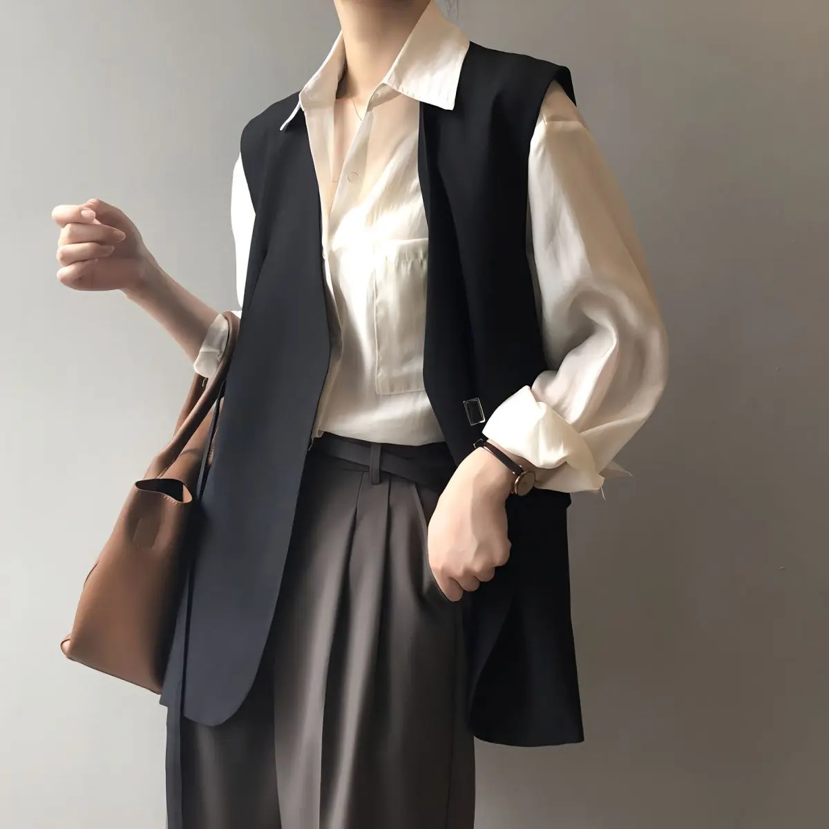 V-neck-Suit-Vest-Women-s-Coffee-Color-Spring-And-Autumn-Fashion-Suit ...