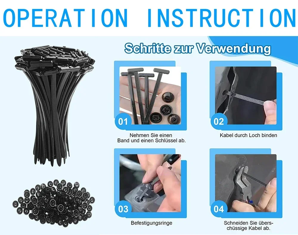 10-500 Nylon Cable Zip Self-Locking Heavy Duty Zip Ties Indoor & Outdoor General Purpose Cable Tie Buckles Releasable UV Resista