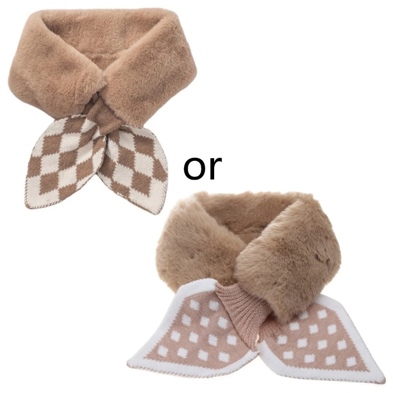 

Neck Warmers For Women Wool Collar Bow Tie Design Faux Fur Scarf Neckerchief