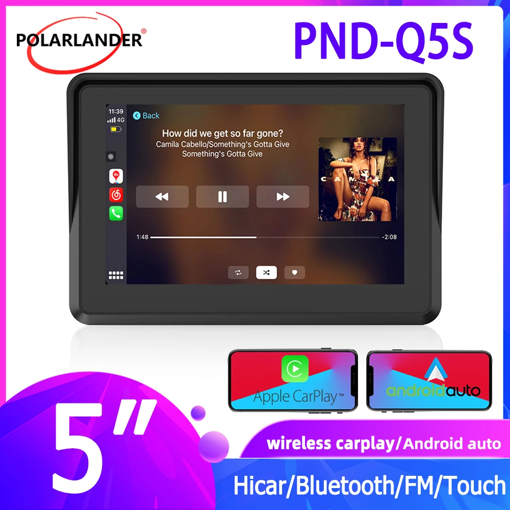 5인치 오토바이 네비게이터 PND-Q5S - 무선 카플레이 하이카 블루투스 5.0 와이파이 FM 송신기 12-24V 적응형