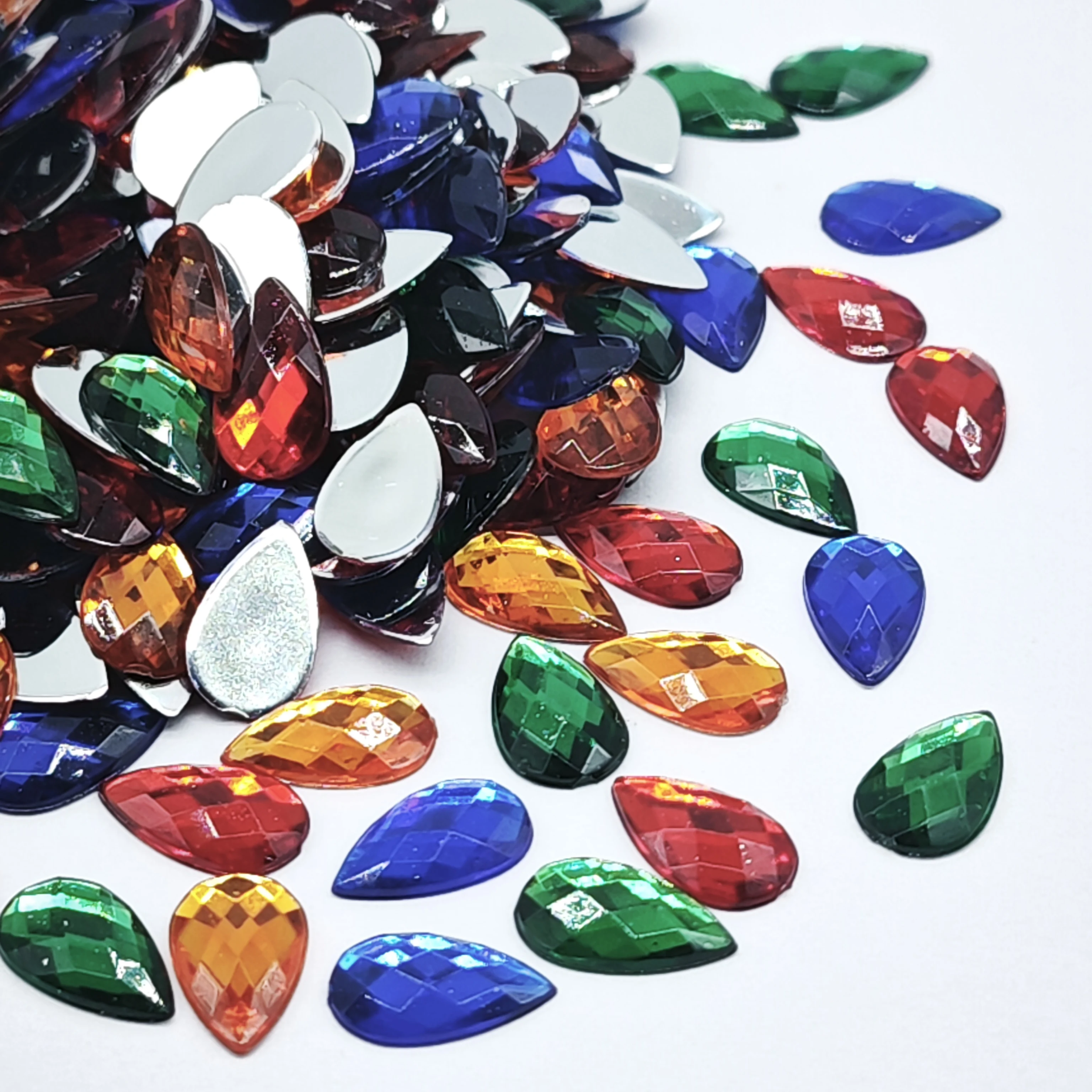 400pcs/Package Mixed Colors 6*10mm Teardrop Acrylic Rhinestones For Craft DIY, Clothing Decoration, Nail Art