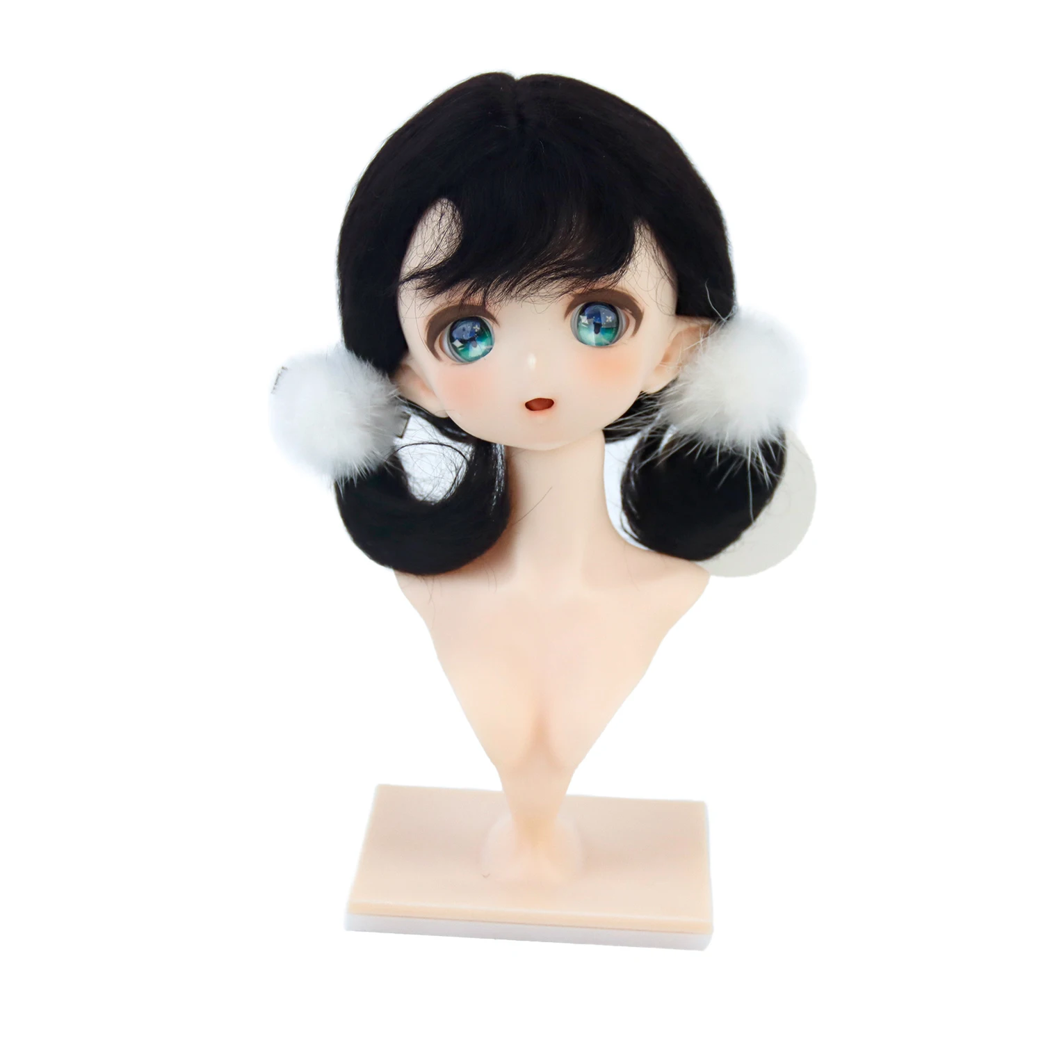 

MUZI 1/3 BJD Doll Hair Mohair Black Pigtails 8-9'' Head Size Wigs For DDH Dollfie Dream Dolls Make DIY Hair