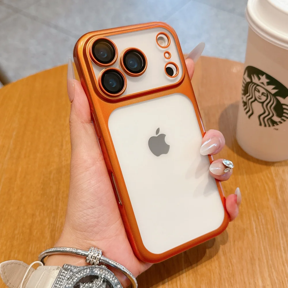 Electroplating Matte Case with Large Window and Lens Film - Ultra Thin Transparent Hard Cover