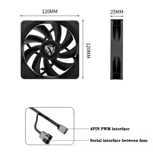 ICE Whale IW-12025 120mm Cooling Fan 4Pin PWM Temperature Control 2000RPM High Air Volume Mute CPU Cooler Radiators PC Case Fan - Image 4