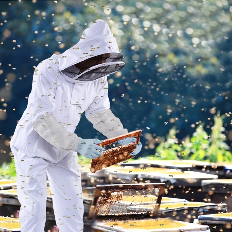 Professional Beekeeping Suit Full-Body Protective Gear with Veil Hood Breathable & Durable Fabric Ideal for Urban Ag