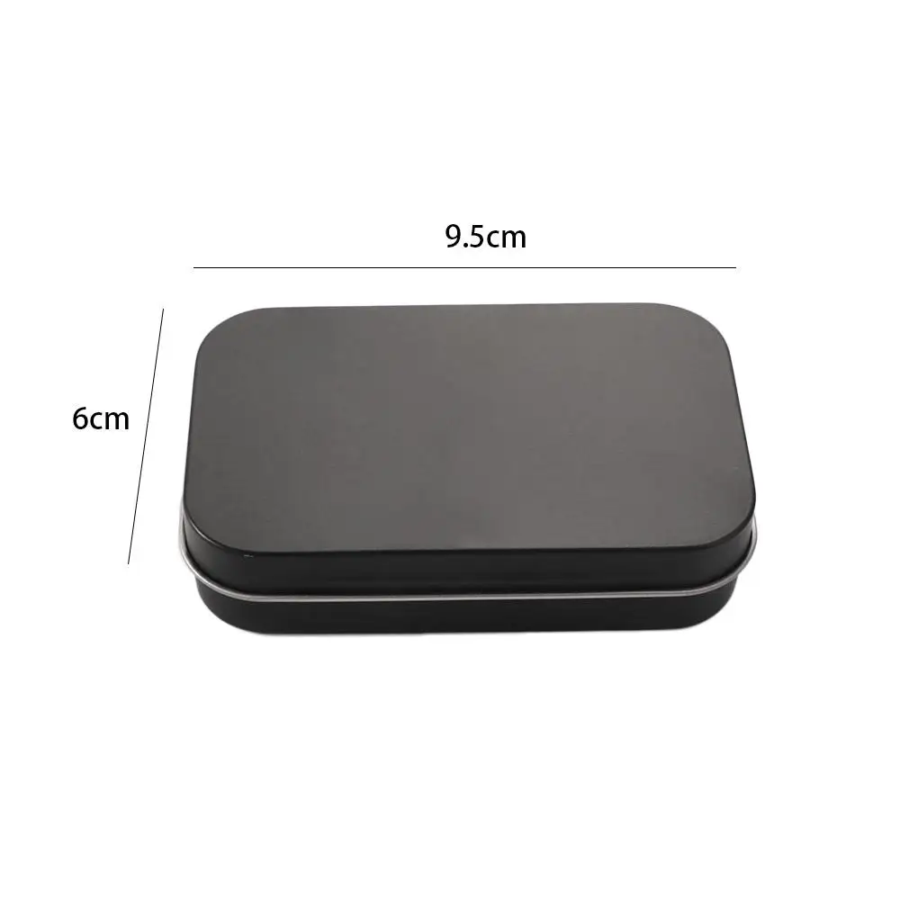 Sealed Tin Survival Kit Coin Organizer Black Card Case Metal Empty Box Black Storage Box Candy