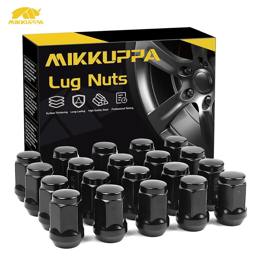MIKKUPPA 20 PCS 1/2-20 Closed End Wheel Lug Nuts for Jeep Wrangler Liberty Grand Cherokee – Black Heavy Duty