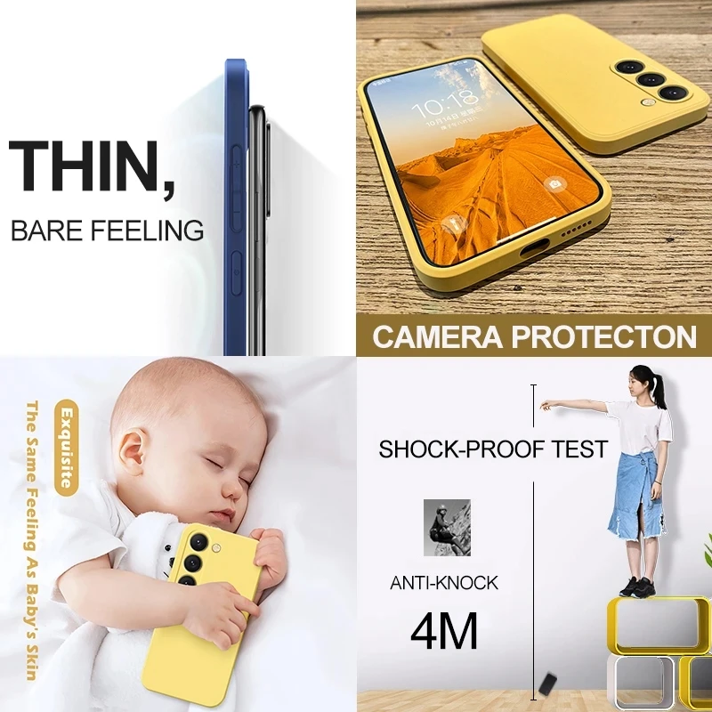 S23 s22 ultra plus caso quadrado líquido silicone caso de telefone para samsung galaxy s23 s22 ultra plus s23plus s23ultra capa traseira macia_voghion.com