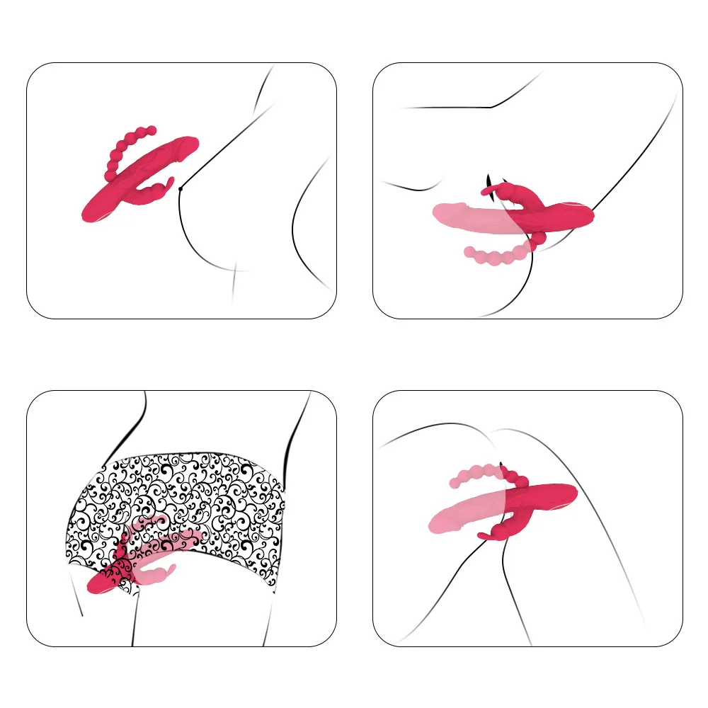 Rabbit Vibrator Clitoris Stimulator 3 in 1 G-Spot Dildo Penis Anal Double Penetration Female Masturbator Sex Toys for Woman 18+