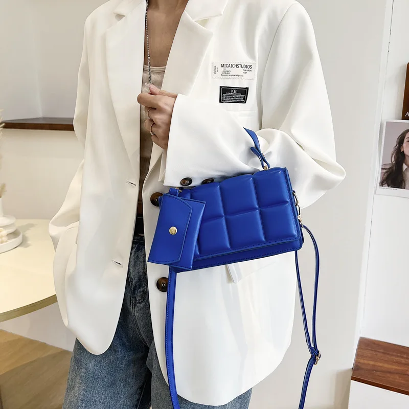 Women's Plaid Quilted Crossbody Bag Female PU Leather Single-Shoulder Bag Luxury Design Messenger Bag Trend Handbag Purse Bolsos