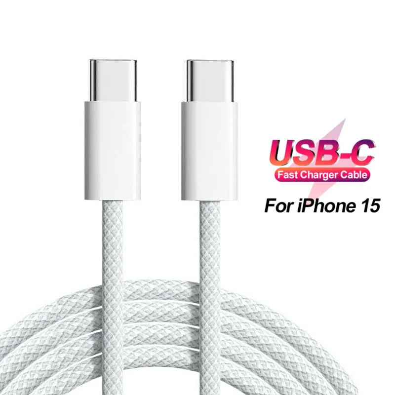 USB C to USB C Cable Nylon Braided 60W  Type C Charger C to C Cable Fast Charging Cord for iPhone 15 Samsung S23 Note 20 MacBook