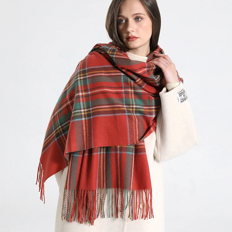 Chalier Fashion Sciarpa da Donna Inverno Scozzese Sciarpa Quadri Sciarpe Calde, Scialle da Donna Elegante Sciarpa con Frange