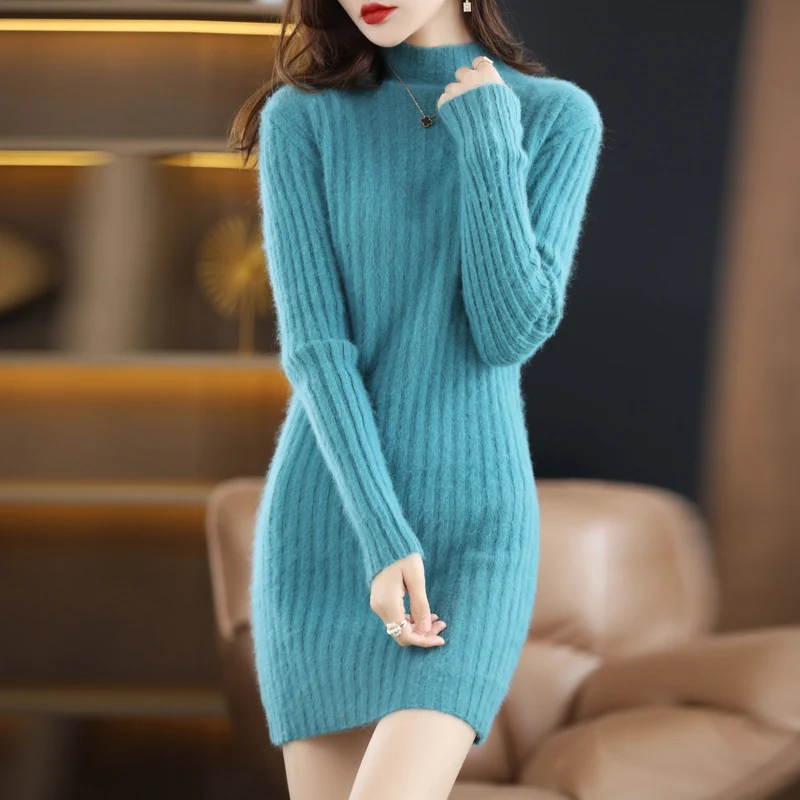 

Women's Sweater 2023 Korean Fashion Autumn Winter Turtleneck Knitted Long Pullover Casual Soft Female Top Slim Jumpers Skirt