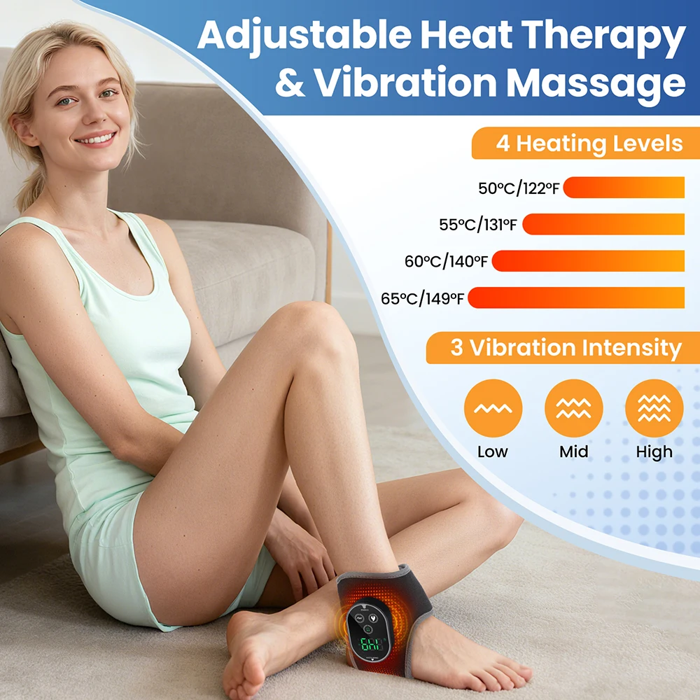 Electric Foot Heat Massager Hot Compresses Vibration Massage Belt Foot and Ankle Joint Protection Tool Ankle Support Brace