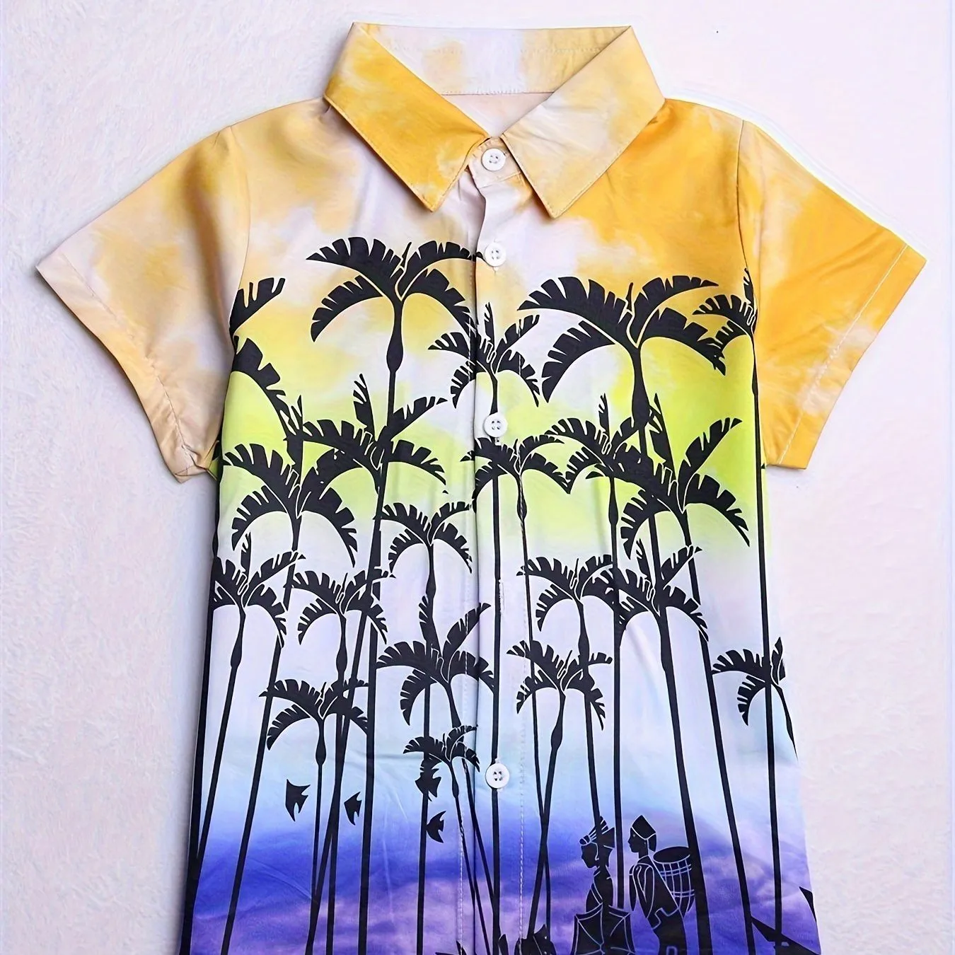 

Beach Hawaii Coconut Tree Print Boys Creative Shirt Casual Short Sleeve Lapel Kids Shirt Tops Boys Clothes for Summer Outdoor