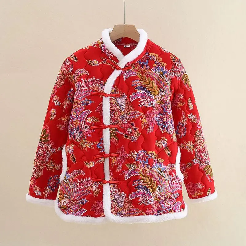 ジャケット・アウター PEONY COAT Chinese Style Women Vintage Northeast Flower Cotton-padded