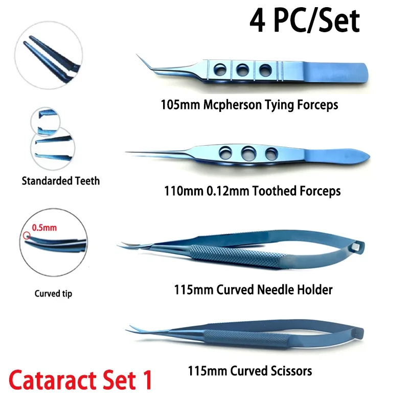 Oftalmologia Instrumentos Cataract Set Phaco Set Tweezers Needle Holders 4pcs/set Ophthalmic Microsurgical Instruments ophthalmic calipers capsulorhexis forceps ophthalmic detection strips ophthalmic detection strip ophthalmic tool