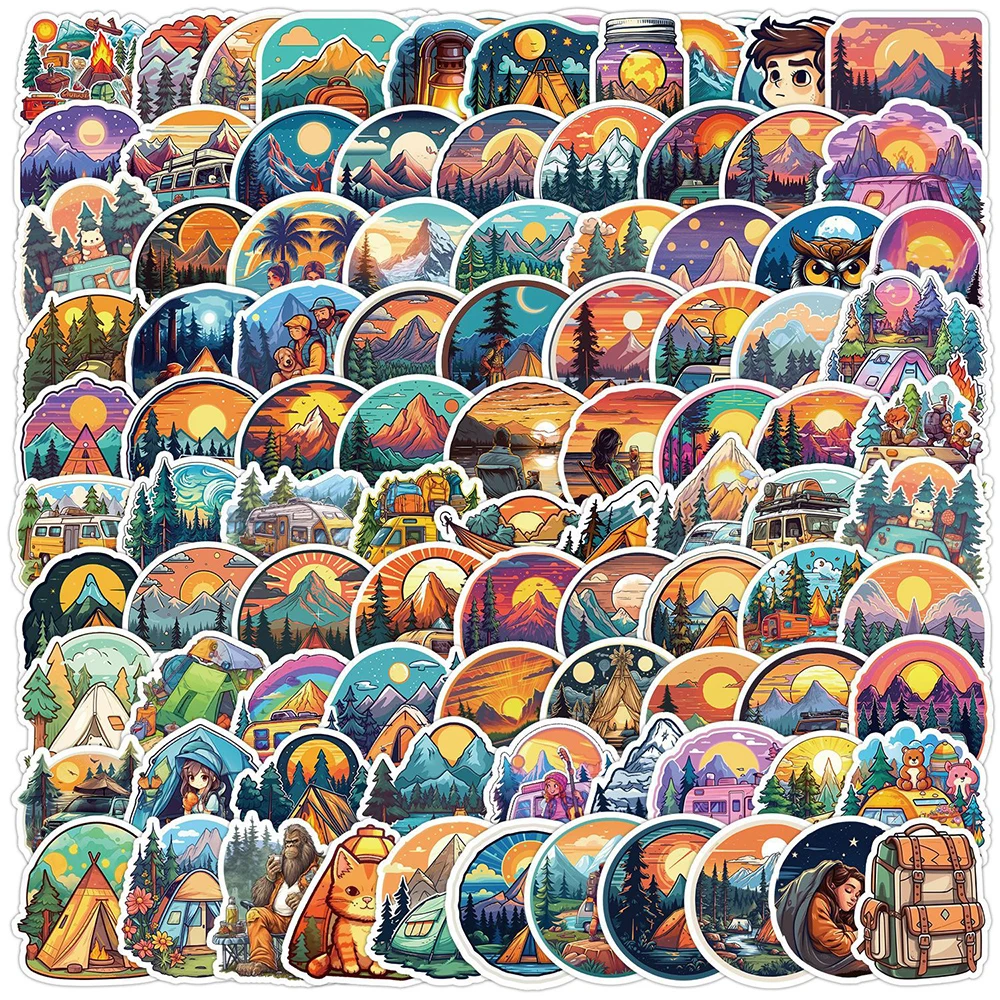

10/30/50/100pcs Funny Outdoor Hiking Camping Travel DIY Stickers Decoration Laptop Phone Suitcase Cartoon Graffiti Decal Sticker