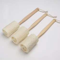 Natural Luffa Rolling Back Brush Hot Selling Handheld Long Handle Massage Brush Rubbing Back Bath Brush Supplies