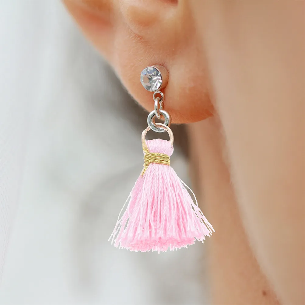 50Pcs 프리미엄 레이온 태슬(작은 링 구멍 포함) DIY 태슬 펜던트 공예용 쥬얼리 액세서리 선물 포장 팬 펜던트