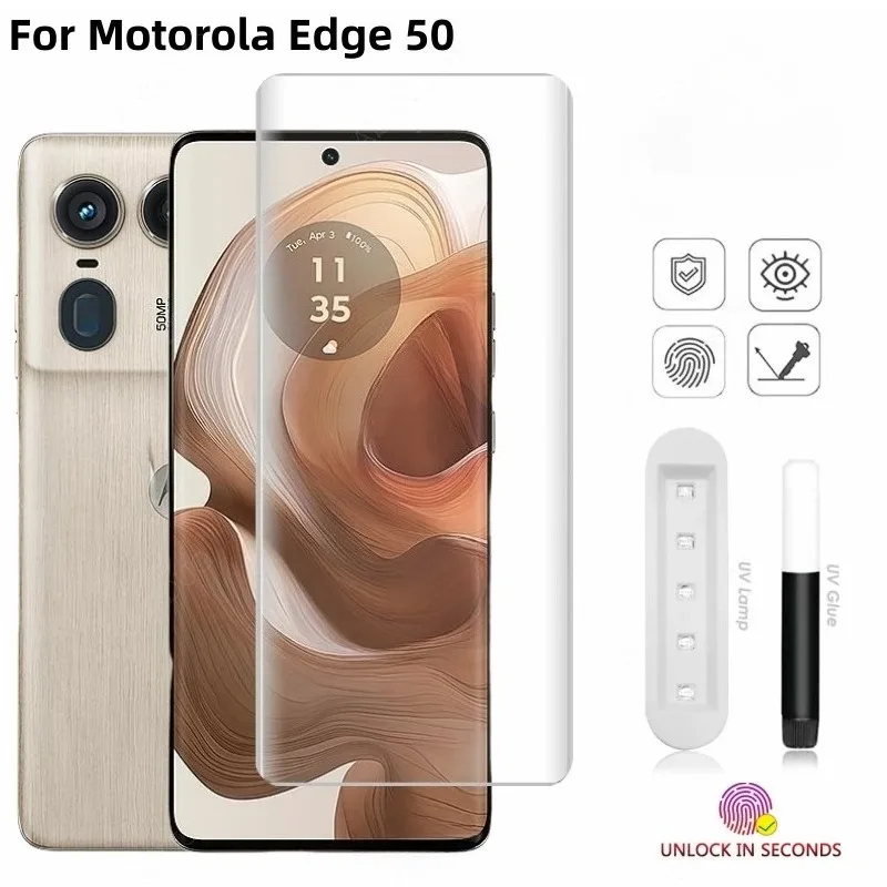 UV-gehärtetes Glas für Motorola Edge 60 Pro 50 Ultra Vollkleber-Schutzglas Fingerabdruckbar für Moto Edge 40pro Displayschutz