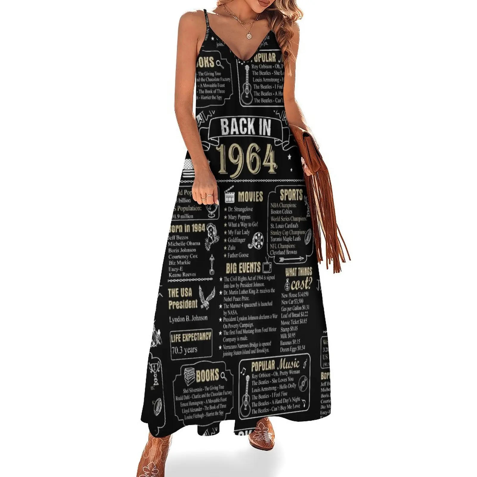 

Birthday Anniversary 1964 History Back in 1964 Sleeveless Dress Women's summer dress women evening dress womens clothing