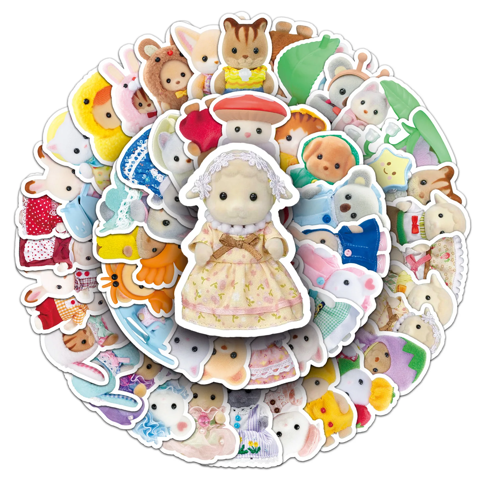 50 Stück Cartoon Sylvanian Familie Aufkleber Niedliche Kawaii Wasserfeste Laptop Gitarre Buch Gepäck Graffiti Anime Sticker Geschenk Spielzeug
