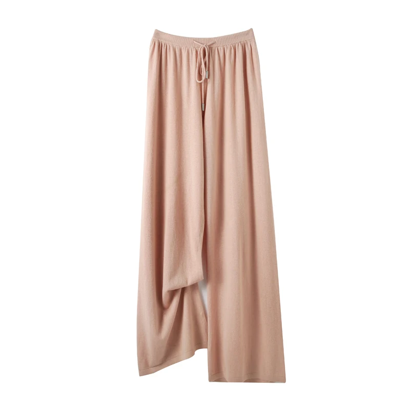 

2023 Spring and Summer New Cashmere Pants Women's High Waist Knitted Pants Casual Solid Color Thin Pants