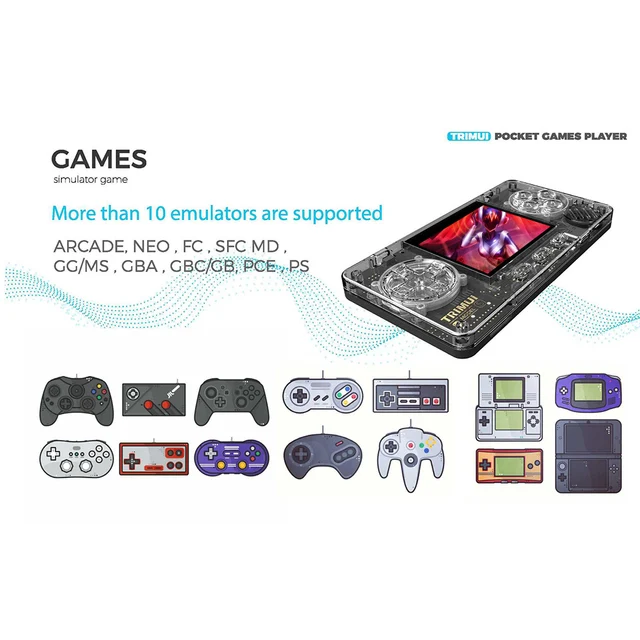 Console de jogos portátil IPS, 2.0 ", Resolução de tela 320x240, Máquina de jogos retrô LCD, Carregamento Tipo C, 15000 + Jogos para Trimui Modelo S 5