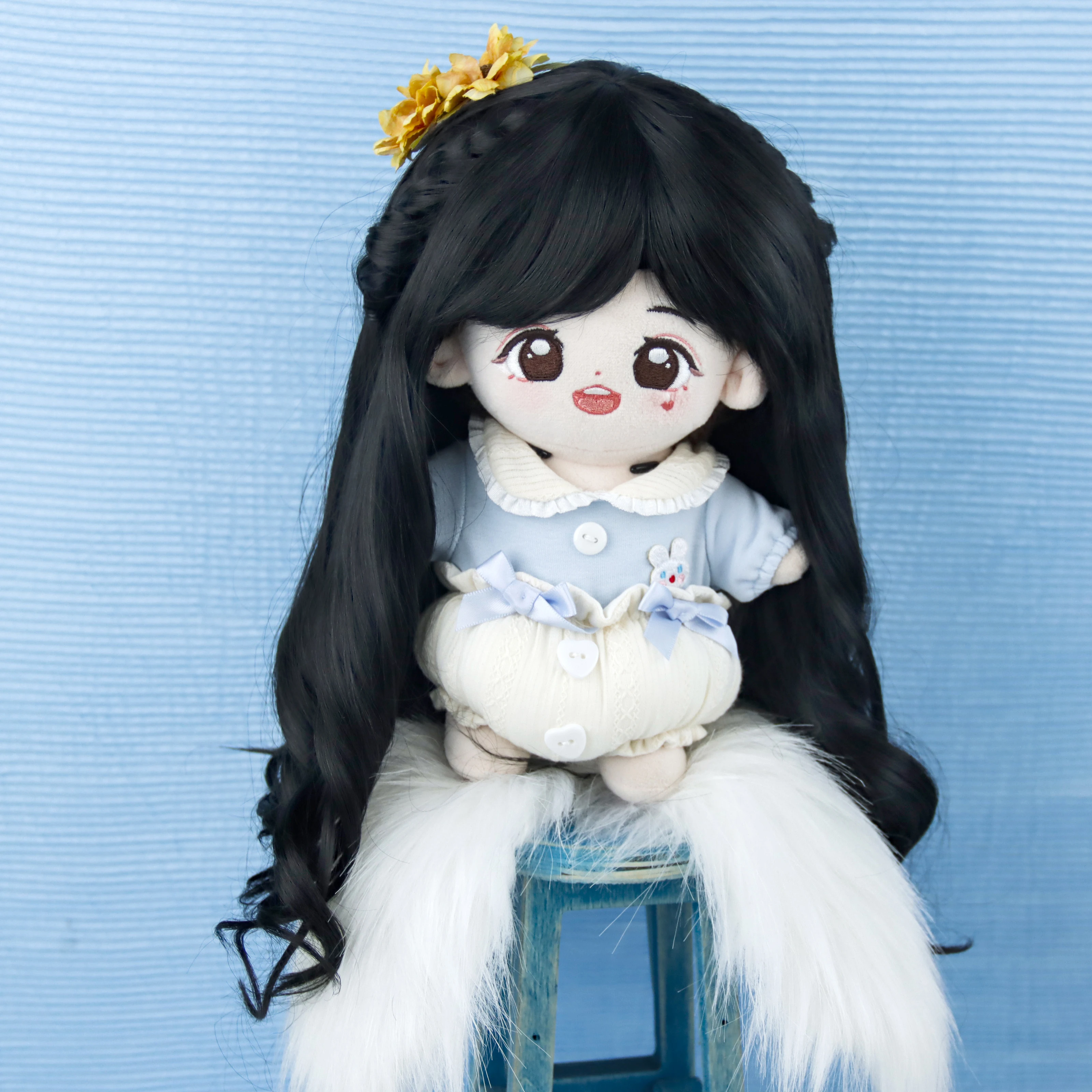 Doll wig long hair wave   black  gradient high temperature wire suitable for dolls with head circumference 36-38cm htd 8m synchronous belt has a circumference of 1728mm 1976mmmm width of 15 20 25 30 40 50mm high torque rubber synchronous belt