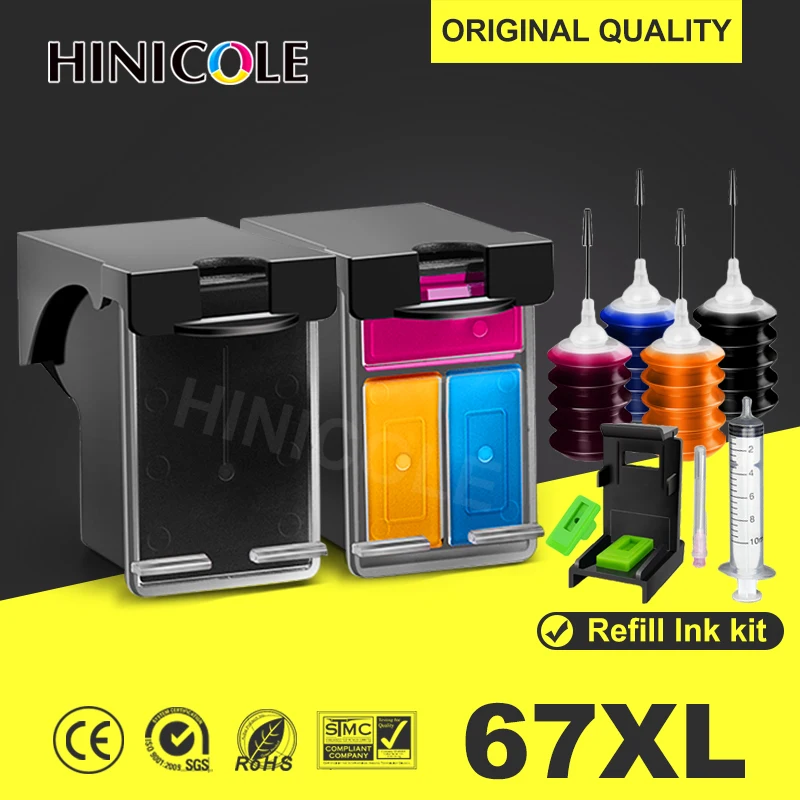 

Совместимый пополняемый чернильный картридж для принтера HP67 67XL 67 XL DeskJet 1225 2732 2752 2755 Plus 4120 4122 4125 4132 4133 4135